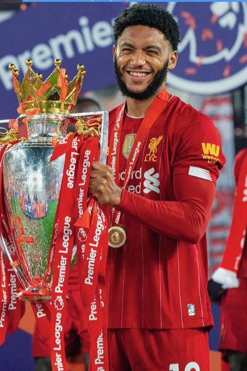 Joe Gomez With The Premier League Trophy