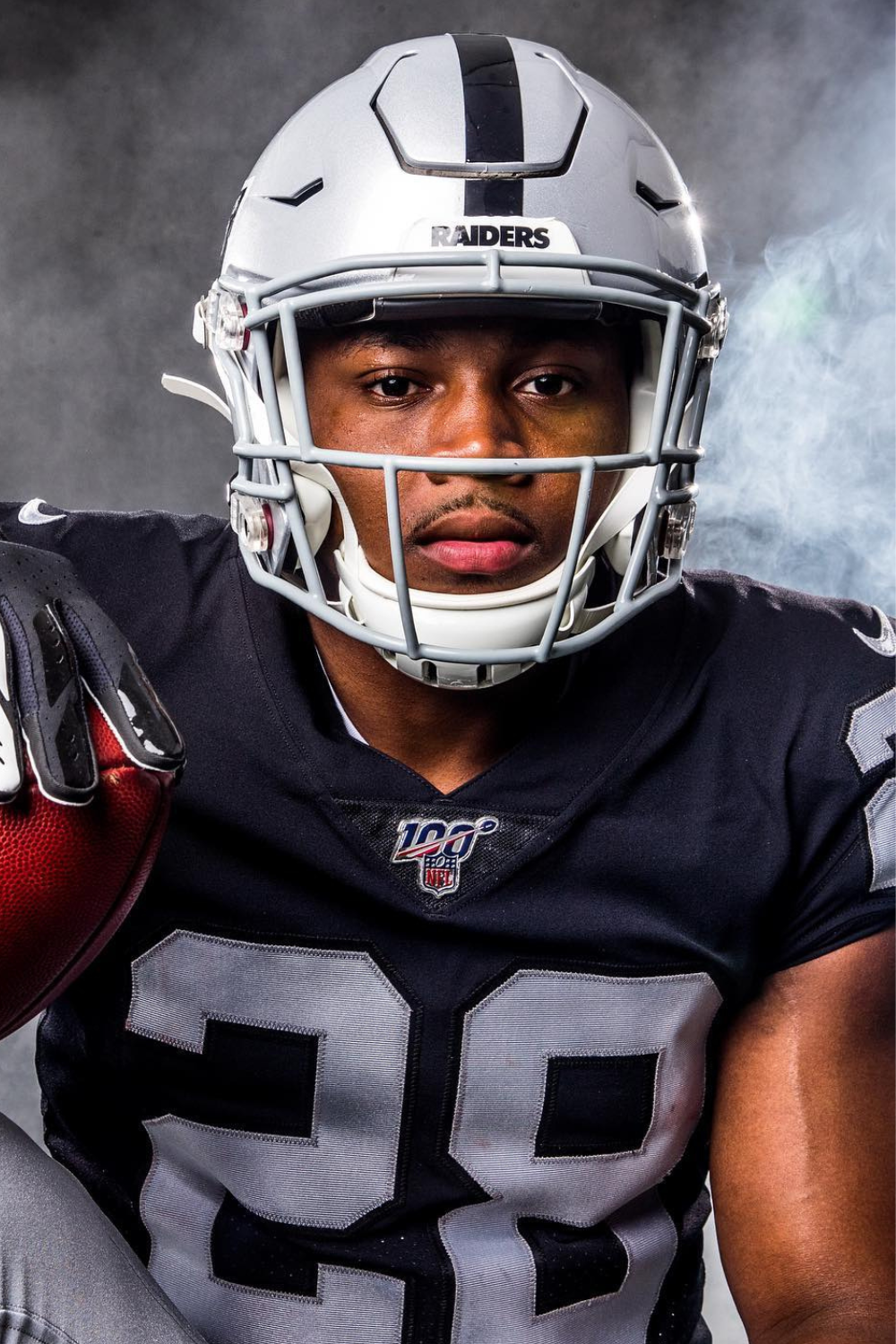 Josh Jacobs Donning The Raiders Jersey