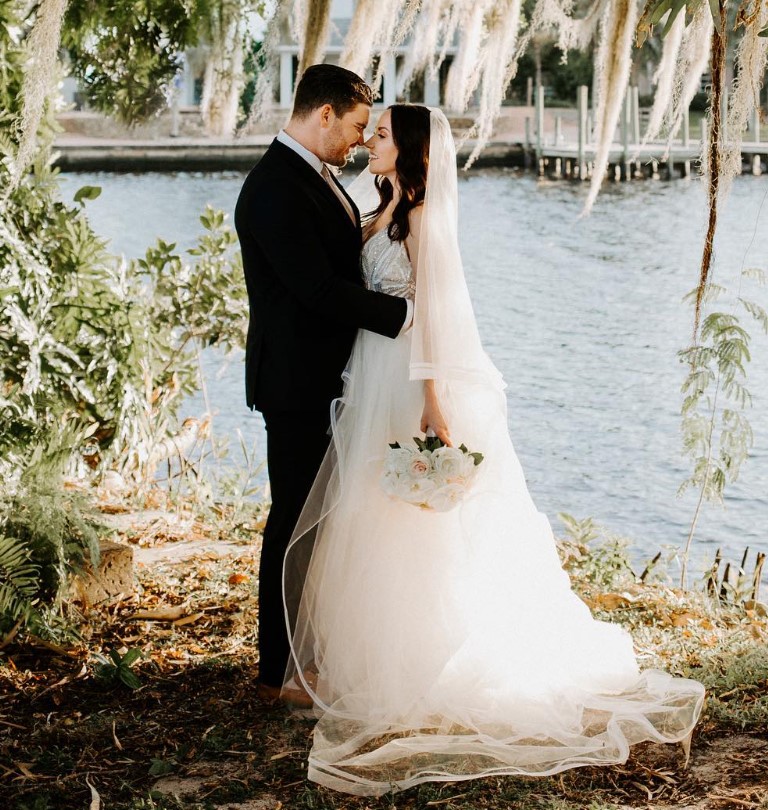 Liam Hendricks With His Wife Kristi At Their Wedding