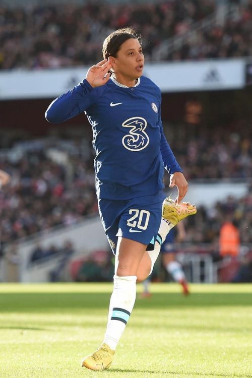 Sam Kerr Celebrates Scoring A Goal For Chelsea FC