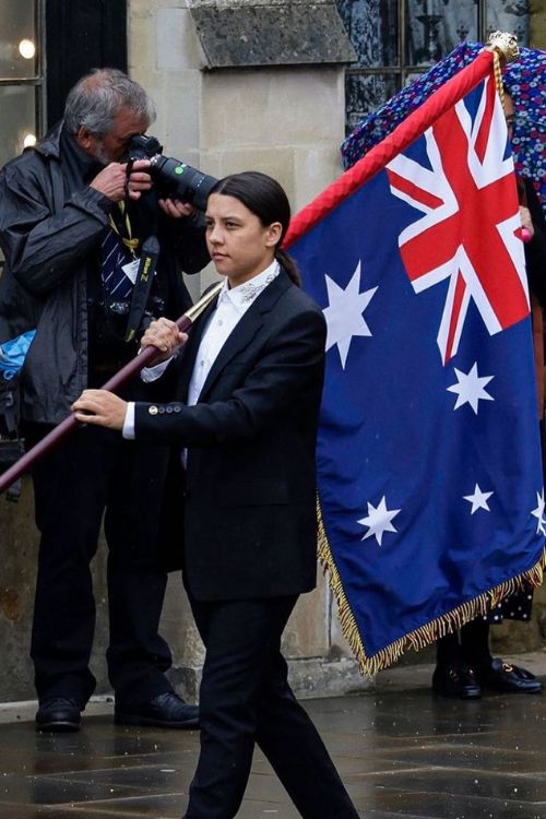 Sam Kerr With The Australian Flag