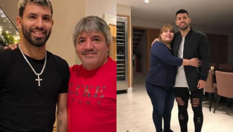 Sergio Aguero With His Father Leonel del Castillo And Moher Adriana Aguero
