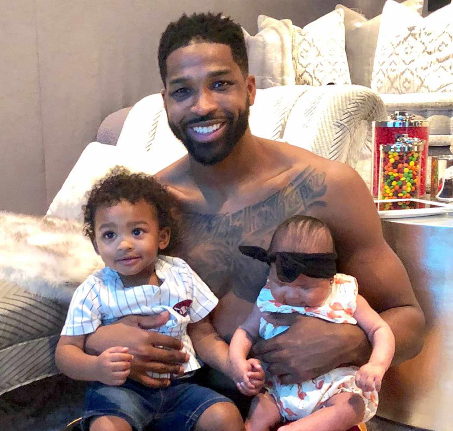 Tristan Thompson With His Kids