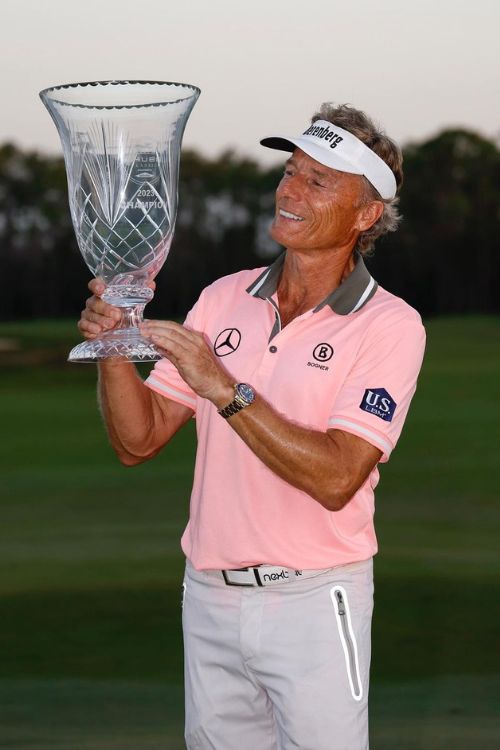 Bernhard Langer Holding A Trophy 