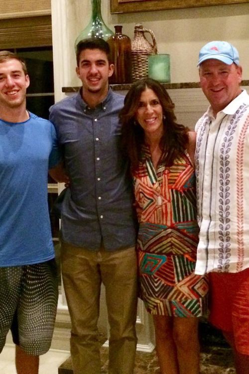 Skip Holtz With His Wife And Two Sons 