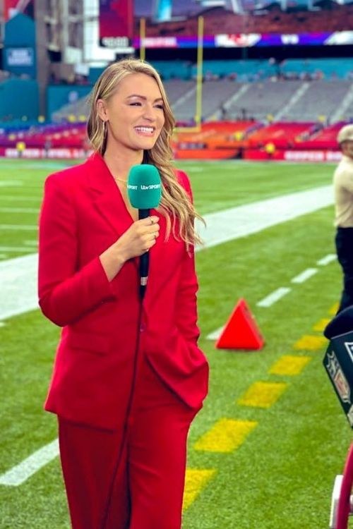 Laura Woods Pictured While Broadcasting