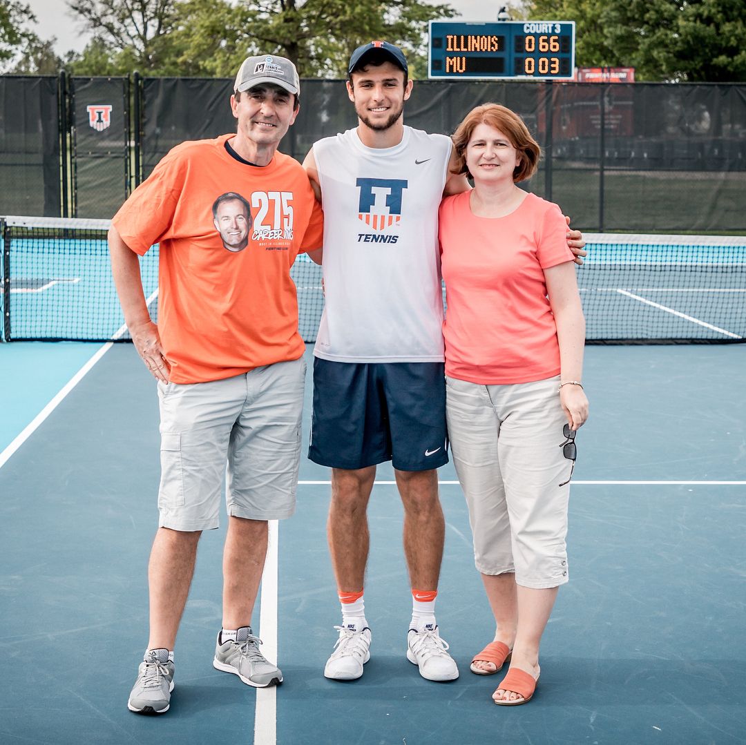 Aleksandar Vukic Pictured With His Parents, Radoje And Ljiljana In 2018 During His Time With The University of Illinois 