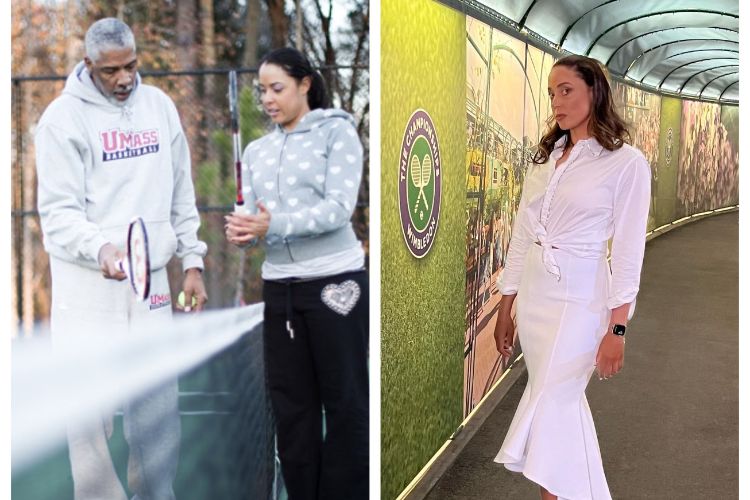 On Left: Alexandra Stevenson Pictured With Her Dad Julius Erving And On Right: Alexandra Pictured At The Wimbledon In 2022