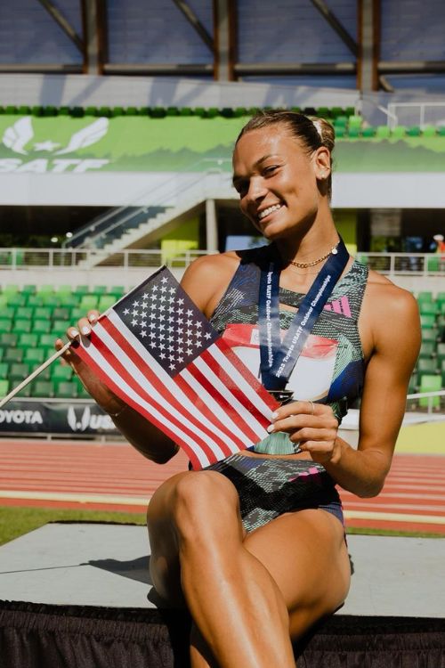 Anna Hall Celebrates After Becoming US Champion Twice In A Row At The USATF Outdoor Championships