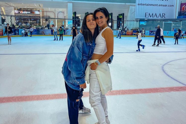 Daria And Natalia Pictured At Dubai, UAE, On A Ice Skating Platform Earlier This Year In February 