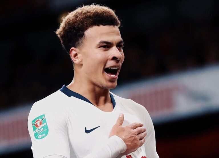 Dele Alli Previously With Tottenham Hotspur Celebrates After Scoring Against Arsenal In 2018