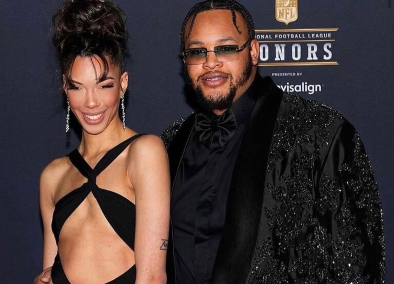 Dion Dawkins Pictured Walking The Red Carpet Of NFL Honors In 2023 With Girlfriend Daiyaana Muhammad