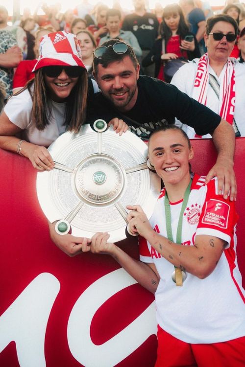 Georgia Stanway Pictured With Her Brother John-Paul Stanway After Winning The Frauen-Bundesliga Title 
