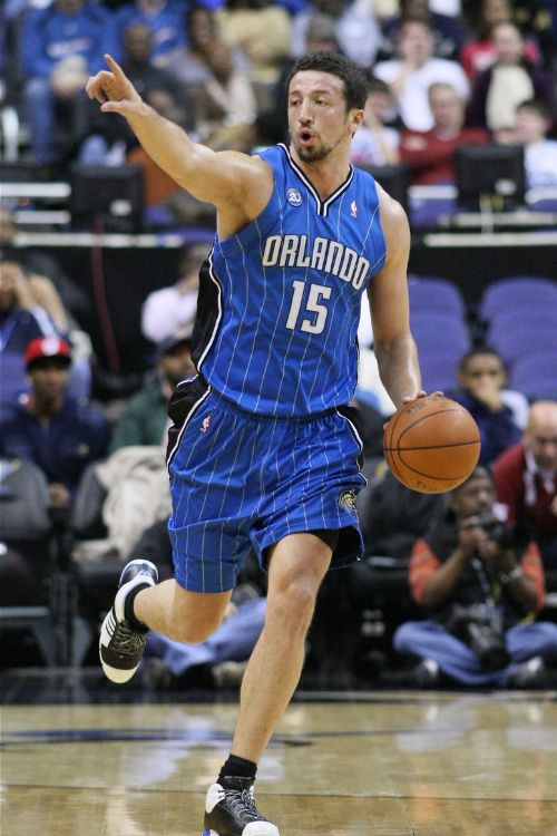Hedo Turkoglu Pictured Celebrating Pointing At The Crowd During His Time With Orlando Magic