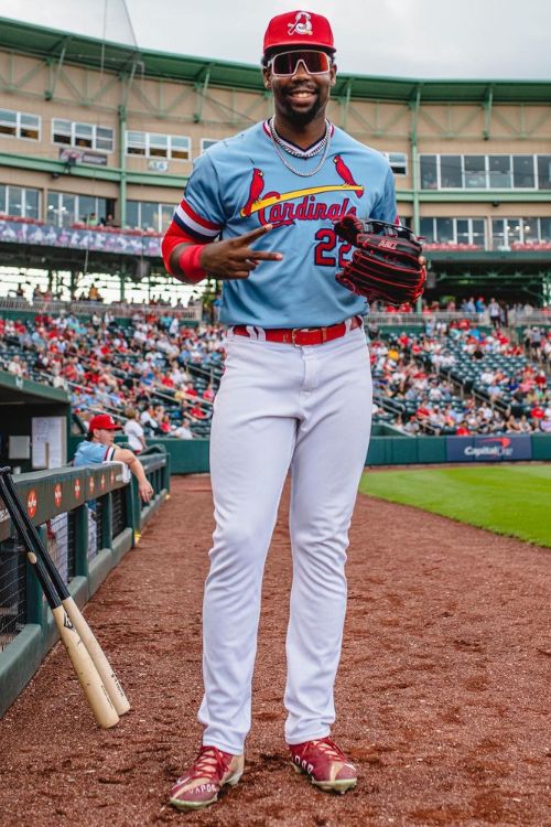 Jordan Walker Pictured At The Hammons Field In 2022 In His Cardinals Gear 