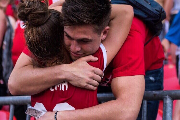 Jordyn Huitema Hugs Her Brother Brody After A Game In 2018