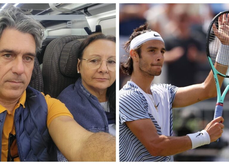 Lorenzo Musetti Parnets Francesco, And Sabrina Pictured Taking A Flight To His Game In 2022