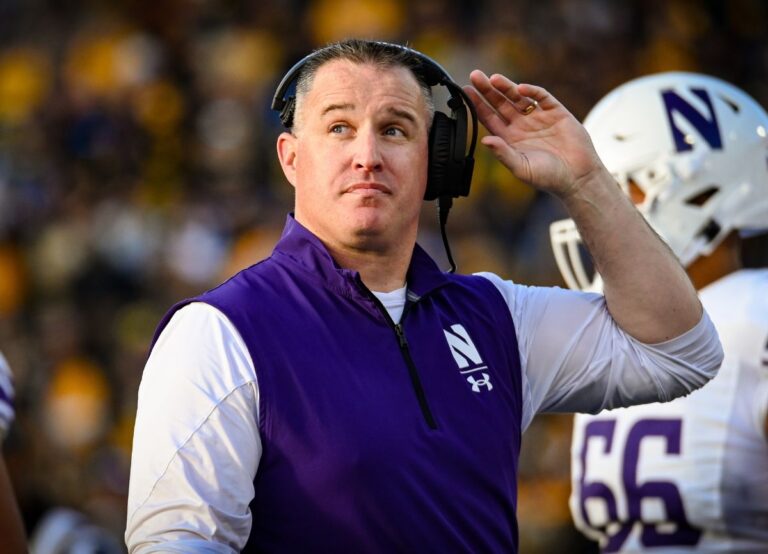 Pat Fitzgerald Pictured In His Last Game As A Coach For NU In 2022