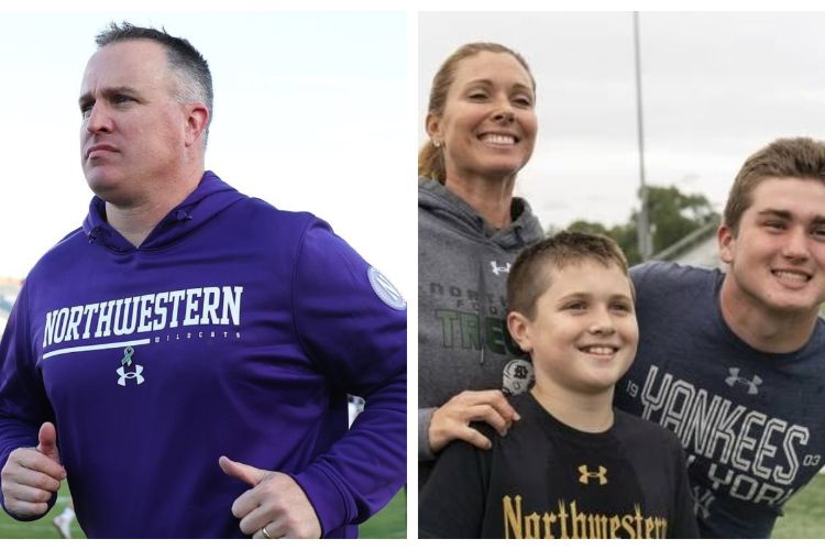 Pat Fitzgerald's Wife, Stacy Pictured With Their Two Sons, Jack and Brendan In 2019