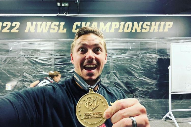 Pierre Soubrier Pictured With The Winners Medal As Portland Thorns Win The 2022 Championship