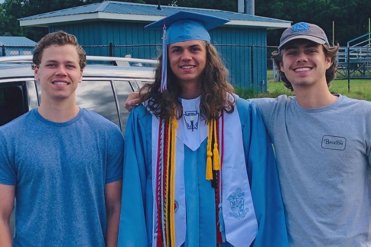 From L To R: Luke, Rhett, And Will Pictured At Rhett's Graduation Program In 2020