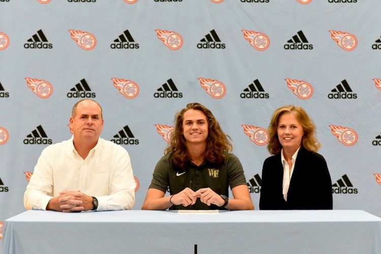 Rhett Lowder Pictured With His Parents, Anthony, And Annette Lowder In 2019 After Committing With Wake Forest University