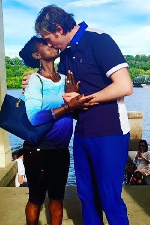 Surya Bonaly Shares A Passionate Kiss With Her Fiance Peter Biver As The Couple Announces Their Engagement In 2016