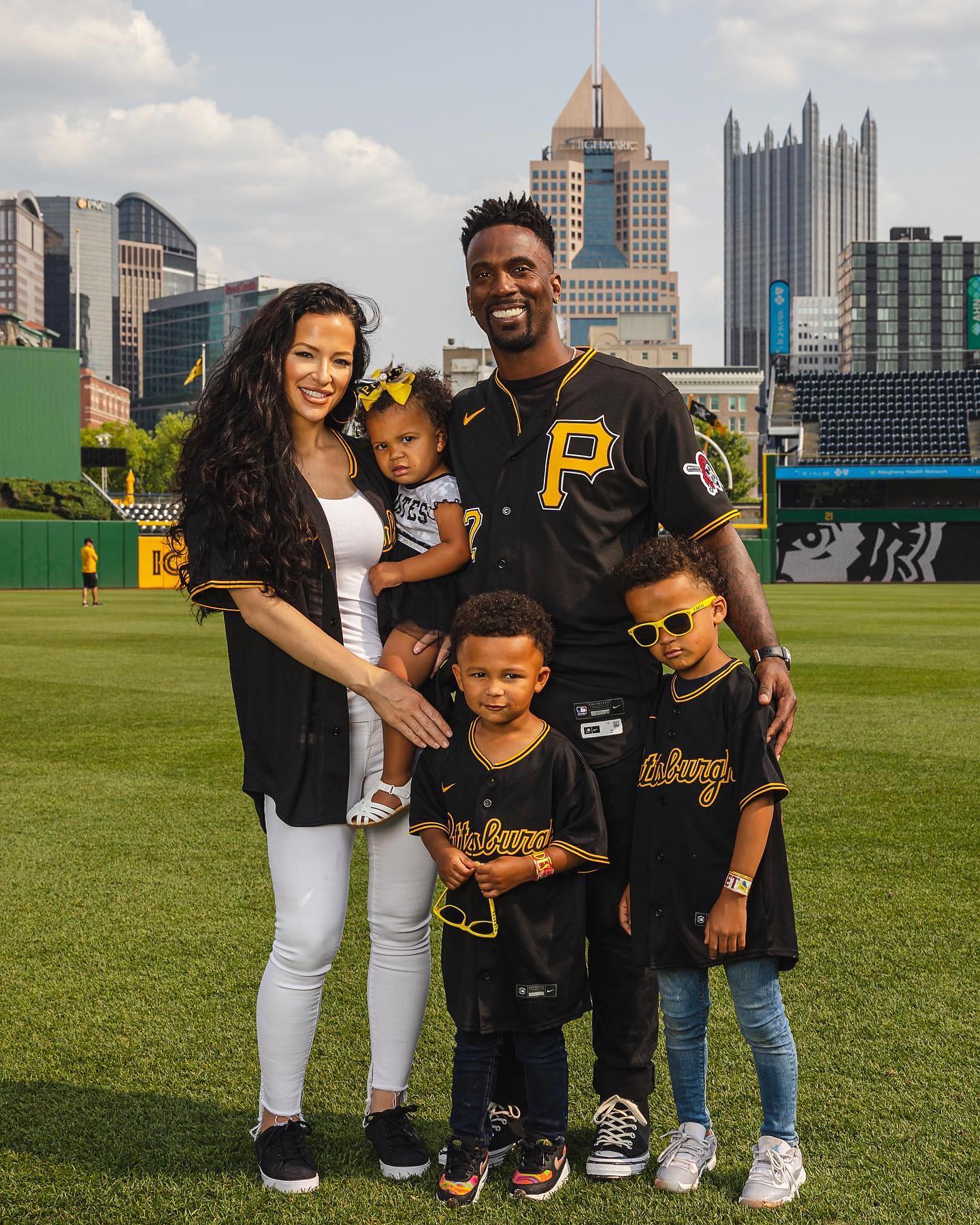 Pittsburgh Pirates All-Star center fielder Andrew McCutchen, right, is on  the sideline with his new fiancee Maria Hanslovan before an NFL football  game between the Pittsburgh Steelers and the Cincinnati Bengals on