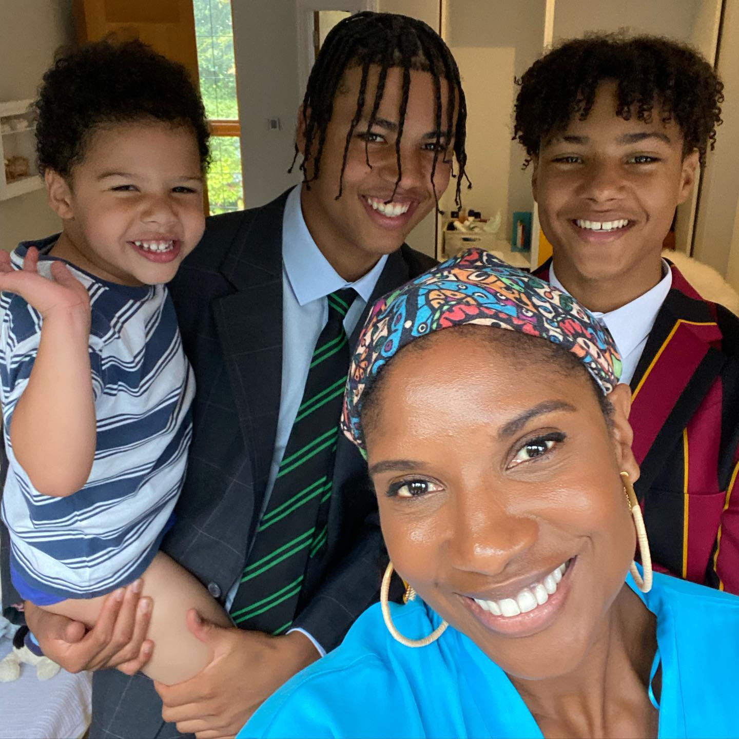 Denise Lewis With Her Three Sons