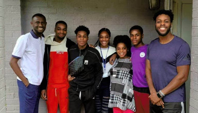 From Left - Joey [brother-in-law], Aaron [brother], Jeremie Frimpong, Chelsea [sister], Nana [sister], Wesley [brother], Jeffrey [brother])