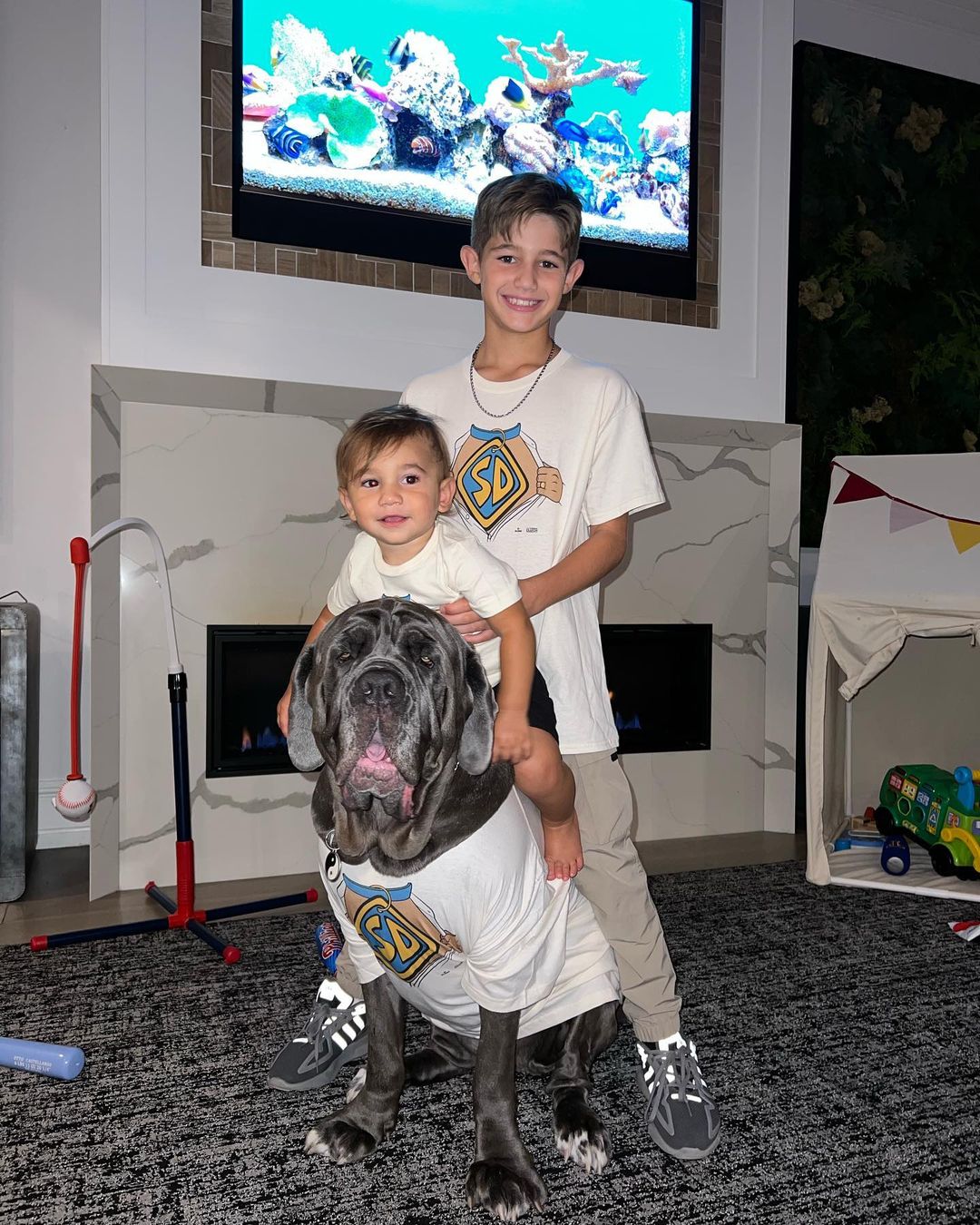 Nick's Son Otto and Liam With Their Pet Lola