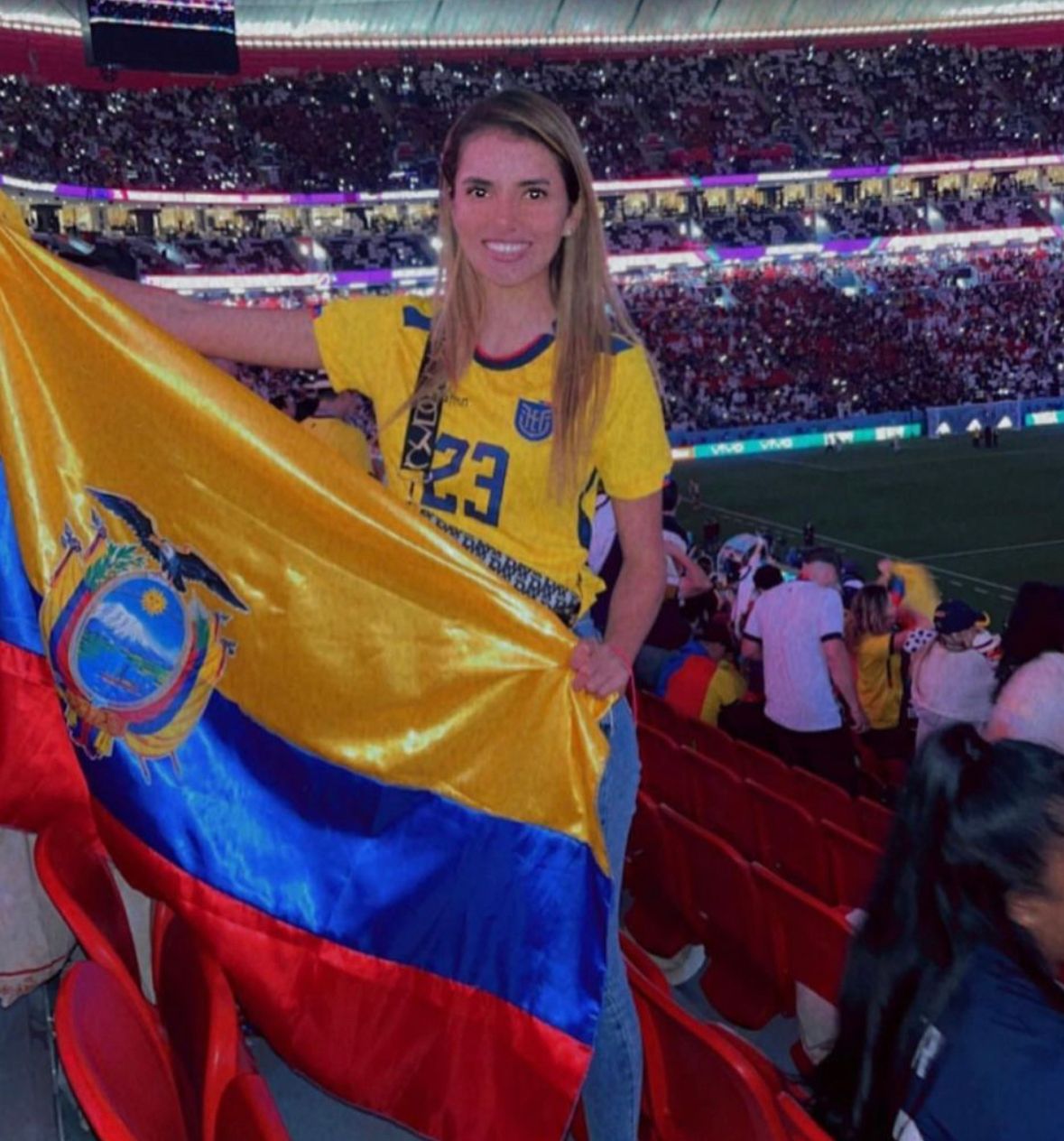 Paola Salazar Pictured Supporting Ecuador In Qatar