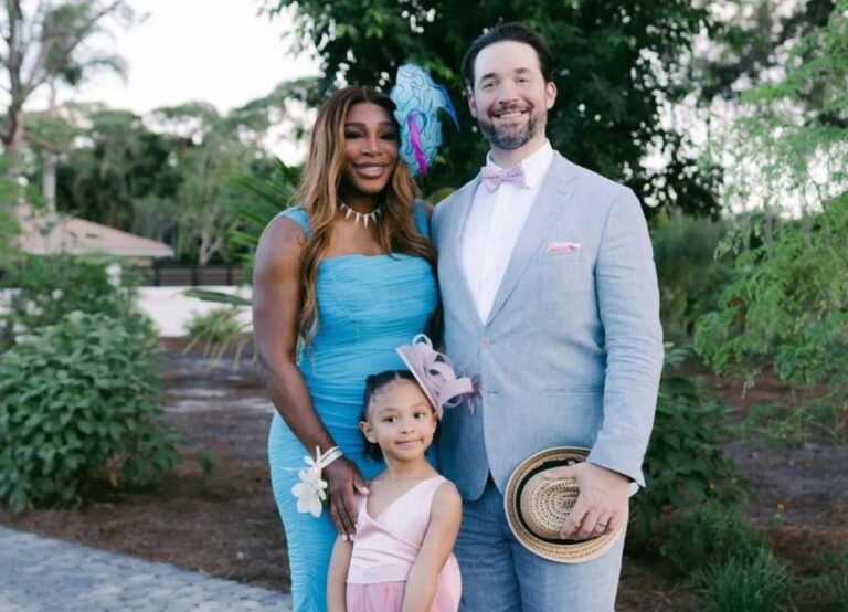 Serena With Her Husband And Daughter