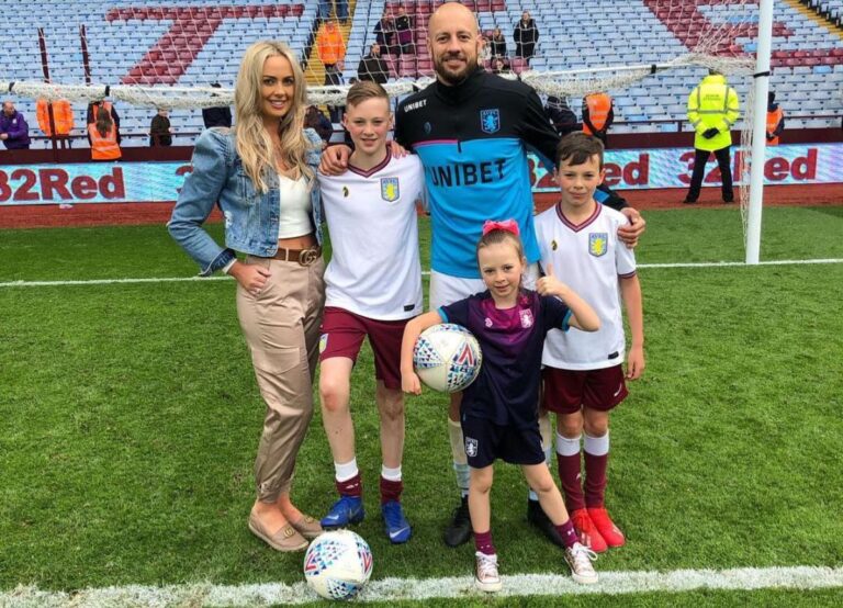 Alan Hutton Pictured With His Wife, Kylie, And Their Three Kids In 2019 At Villa Park