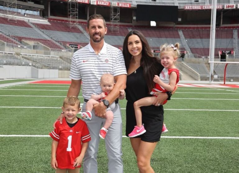 Brian Harline Pictured With His Family, Including His Wife Kara, And Three Kids At Ohio Stadium