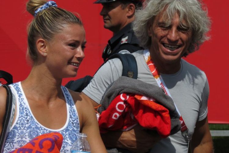 Camila Giorgi And Sergio Giorgi Are All Smiles As They Enter The Tennis Court 