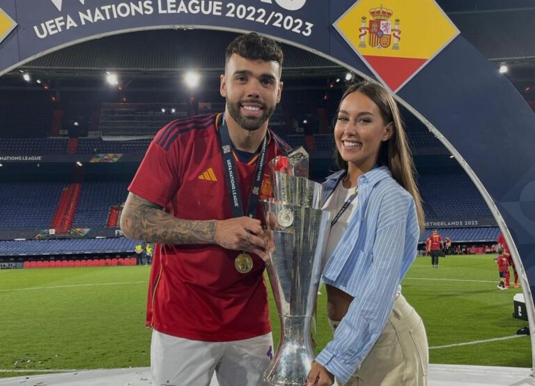David Raya And Girlfriend Tatiana Trouboul Pictured At The Feyenoord Stadium After Spain Won The Nations League In June 2023
