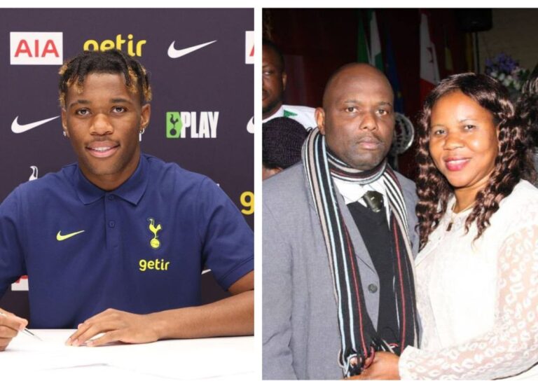 Destiny Udogie's Parents, Franklin, And Kate Pictured During A Party