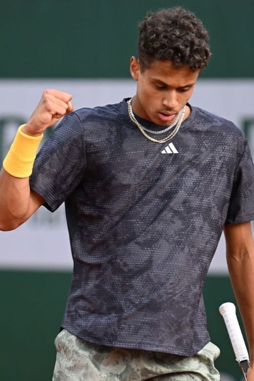 Gabriel Diallo Pictured Celebrating Winning A Point During The French Open Tournamnt