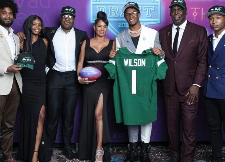 Garrett Wilson Pictured With His Parents, Candance And Kenny Wilson, And His Siblings On Draft Day In 2022