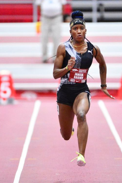 Janeek Brown Pictured During Her Time With The University Of Arkansas In The 60m Final At The Arkansas Qualifier 