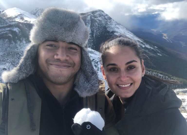 Jason Taumalolo Pictured With His Wife Liana LaRiva In 2018 At Jasper National Park