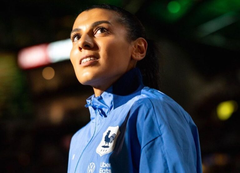 Kenza Dali Pictured In The French Kit As She Enters The Pitch For The First Game In The Women's World Cup