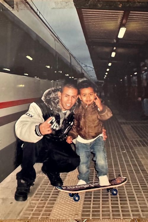 A Young Lamine Yamal Pictured With His Father Mounir Nasraoui As He Shares The Throwback Picture On His Instagram Handle