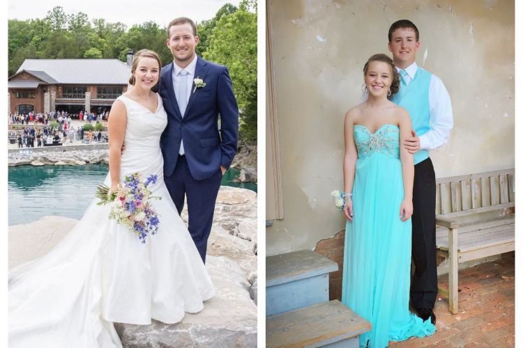 Savannah And Lee Pictured Side By Side On Their Wedding Day And On Their Prom