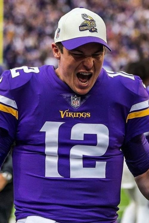 Nick Mullens Pictured Celebrating In The Vikings Jersey At The U.S. Bank Stadium Earlier This Year