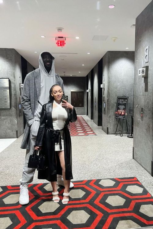 The 7'6 Basketball Player Tacko Fall Pictured With His Partner K Mataya Fall In 2023