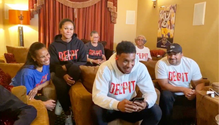 Grant Delpit With His Parents And Family