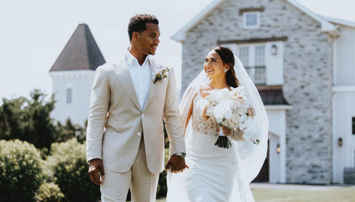 Kalif Raymond And His Wife Julia Baker During Their Wedding Day
