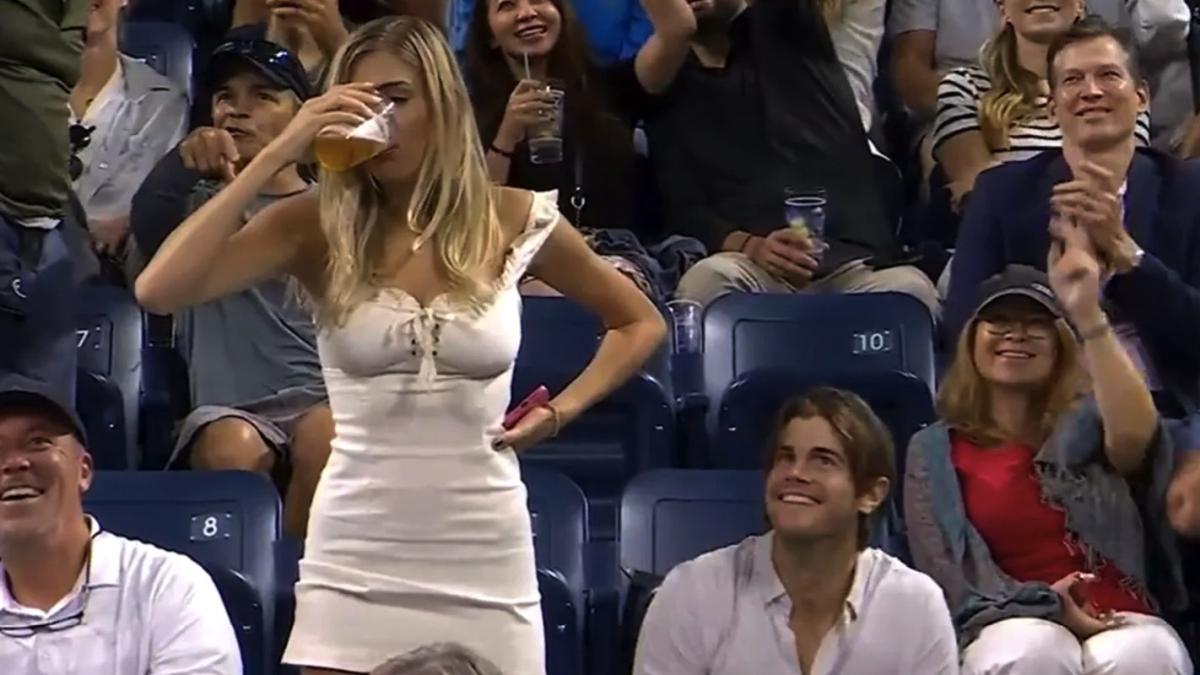 Megan Lucky Chugging Beer At 2022 US Open